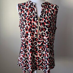 Anne Klein Size M Animal Print Top - Cream, Black, Office Ready!